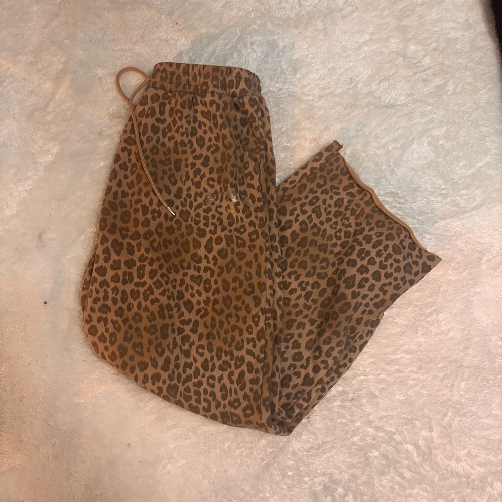 PINK Victoria's Secret Brown Leopard Joggers